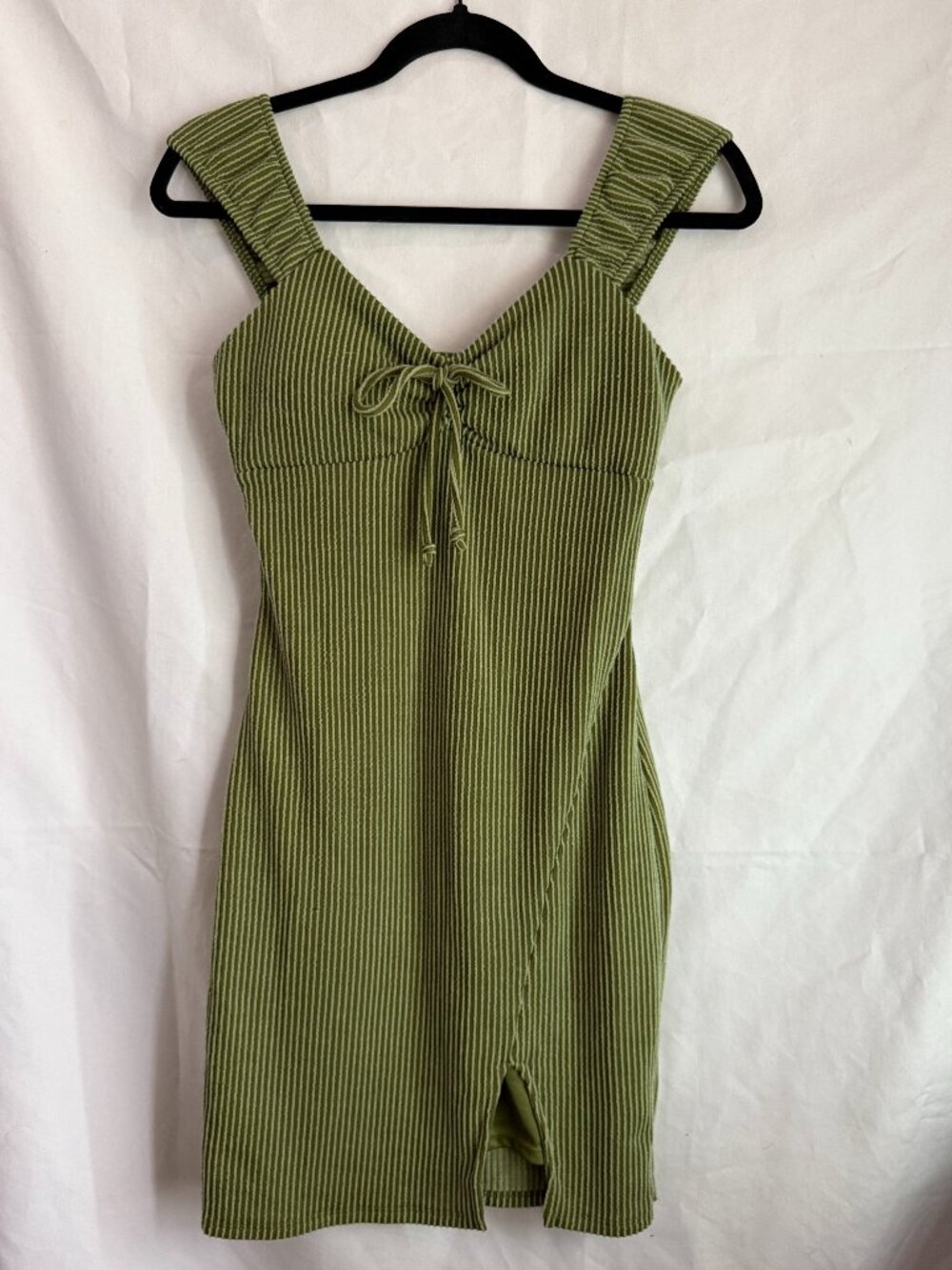 Olive green knit dress